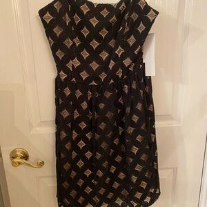 Black diamond print strapless dress